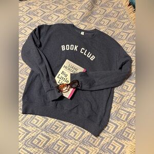 Book Club Sweatshirt Nerdy 📚 Heathered Navy Blue Reading College Warm Unisex